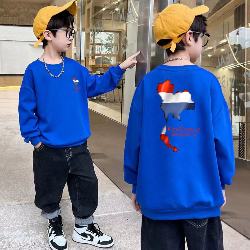 TeeZoo Kids เสื้อสเวตเตอร์เด็ก ทรงหลวม สบายและนุ่ม ความหนาปานกลาง 'Map of Thailand' fit ชาย/หญิง 2-1