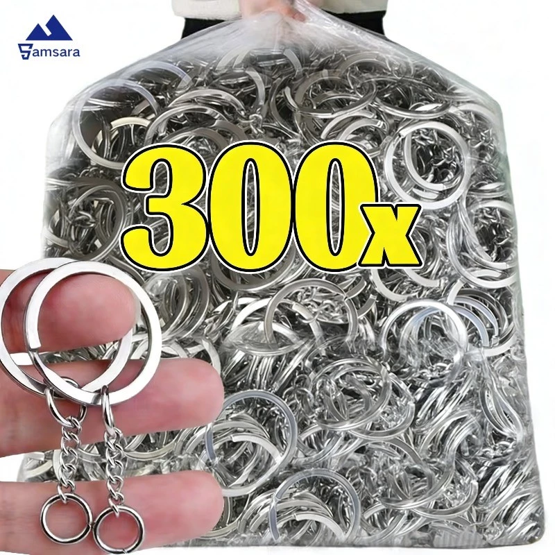 100/200/300PCS พวงกุญแจเปล่าโลหะ - แหวนแยก Keyfob Lobster Clasp Key จี้