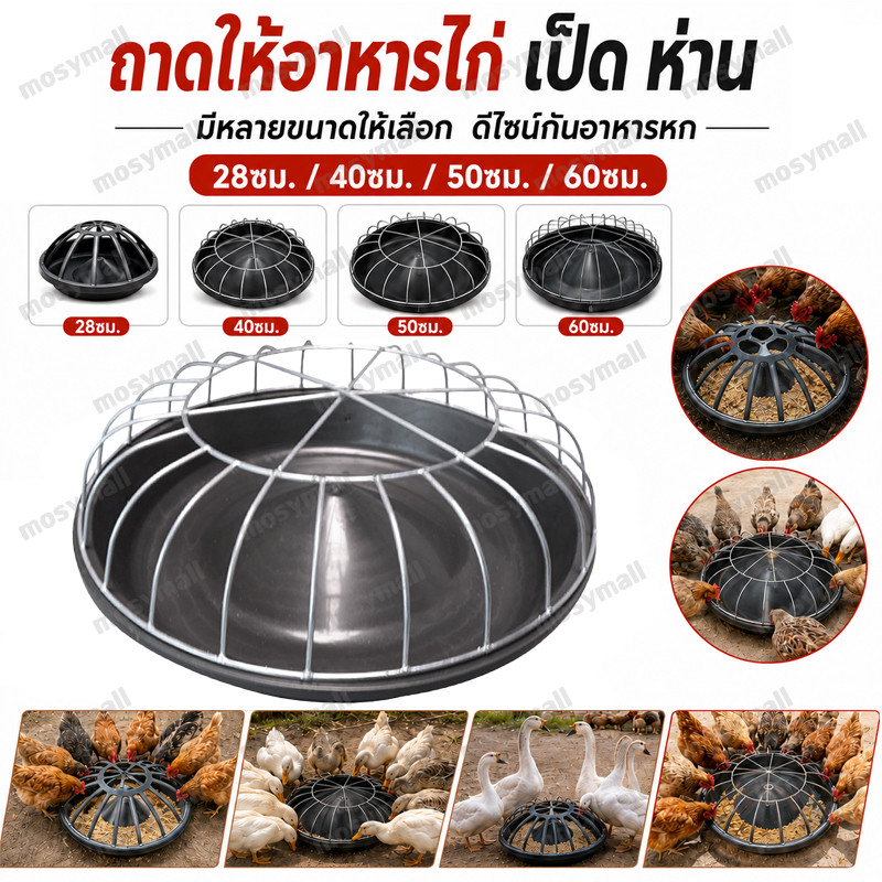 (พร้อมส่ง)ถาดให้อาหารไก่ เป็ด ห่าน ขนาด 28/40/50/60 ซม. ถาดอาหารแบบกลม พร้อมฝาครอบตะแกรงเหล็ก พร้อมฝาครอบตะแกรงเหล็ก