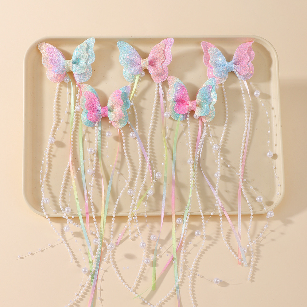 2 ชิ้นหญิงใหม่เลื่อมคู่ผีเสื้อกิ๊บโบว์ Hairpins DIY Headwear ตกแต่ง Hairgrip เด็กวัยหัดเดินอุปกรณ์เสริมผม Headdress