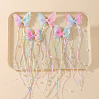 2 ชิ้นหญิงใหม่เลื่อมคู่ผีเสื้อกิ๊บโบว์ Hairpins DIY Headwear ตกแต่ง Hairgrip เด็กวัยหัดเดินอุปกรณ์เสริมผม Headdress