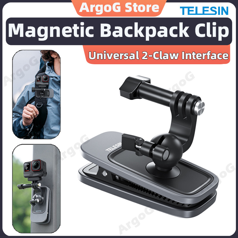 TELESIN Magnetic Clip Backpack Mount สําหรับ Insta360 Ace Pro 2 / Ace 360° Ball Joint Magnet Mounts Insta360 Ace Pro 2 อุปกรณ์เสริม