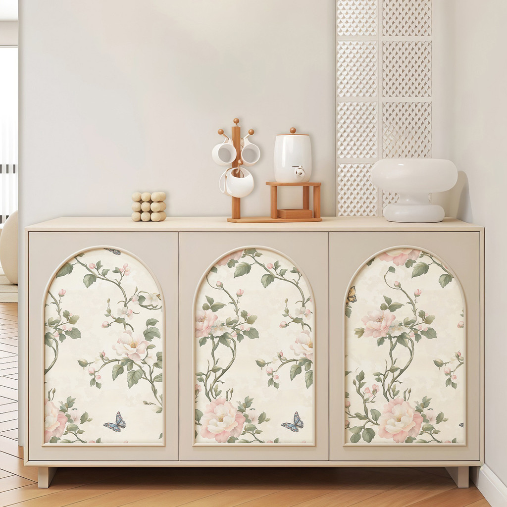 ฝรั่งเศสสไตล์ Pastoral Retro วอลล์เปเปอร์ Self-Adhesive ในครัวเรือนดอกไม้วอลล์เปเปอร์พื้นหลังตู้ Transformation Refurb