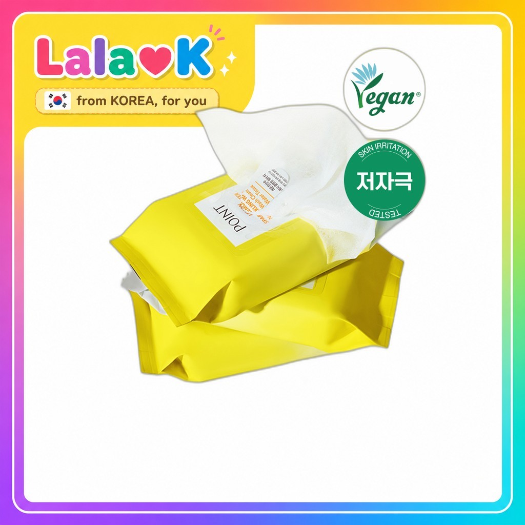 [daiso] Point Lemon Sparkling No-Rinse Cleansing Water Wipes, N/A, 30pcs / Korean Cleansing Wipes by