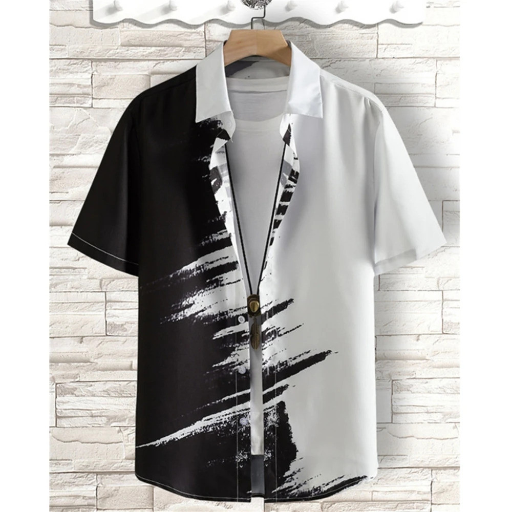 เสื้อฮาวายสําหรับผู้ชาย 3ง ลายพิมพ์แขนสั้นฤดูร้อนหลวมเสื้อลําลองแฟชั่นขนาดใหญ่ผู้ชายเสื้อผ้า ความคิด