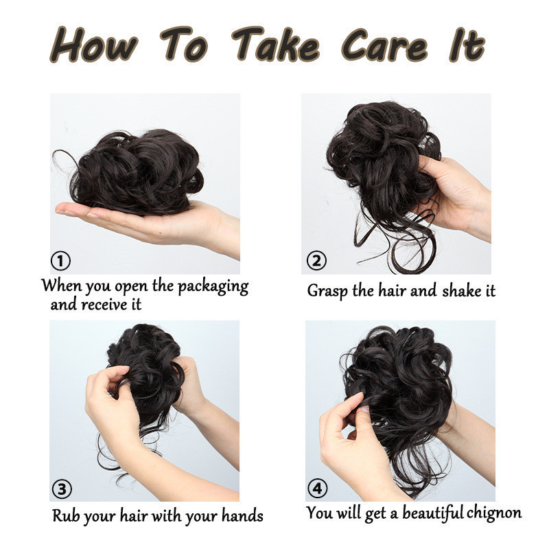Messy Chignon Curly Hair Bands Bun Hairpiece รูปที่ 8