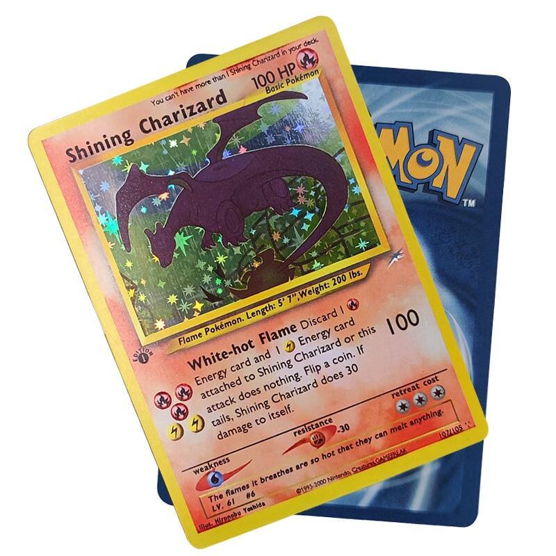 DIY 1996 ปี Pokemon การ์ดภาษาอังกฤษ Pokemon การ์ดแฟลช Charizard คอลเลกชันเกมการ์ด