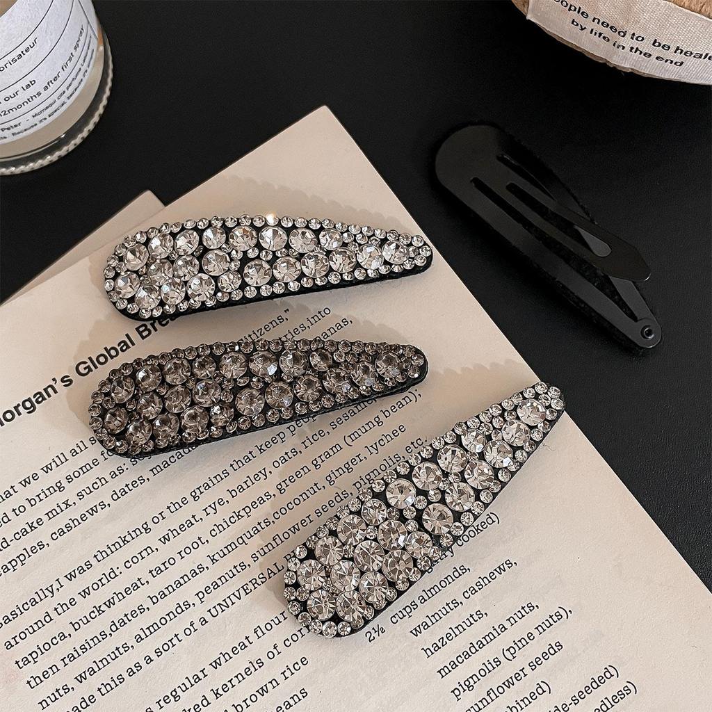 High-End Temperament Full Diamond Drop-Shaped Breaking Clip ประณีตแฟชั่นด้านข้างคลิปผมหัก
