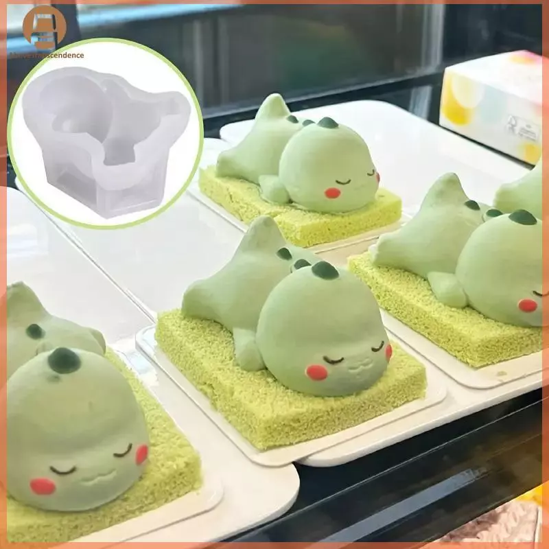 ABOVE น่ารักไดโนเสาร์มูสแม่พิมพ์พุดดิ้งซิลิโคนแม่พิมพ์คัสตาร์ดแม่พิมพ์เค้กการ์ตูนสีเขียว Dino เค้กตกแต่งเบเกอรี่เบเกอรี่เครื่องมือ TH