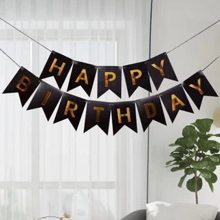 ป้ายวันเกิด Happy Birthday (ส่งเร็วจากกรุงเทพ) ความยาวรวม 1.5- 2 เมตร พร้อมริบบิ้น สินค้าเป็นกระดาษแข็ง ธงวันเกิด