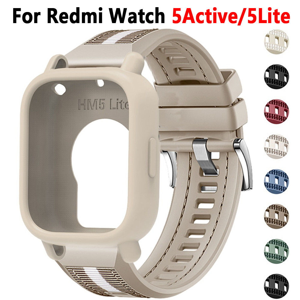 สายรัดซิลิโคน + เคสอ่อนสําหรับนาฬิกา Redmi 5Active Sport Band เกราะป้องกันสําหรับ Redmi Watch 5Lite