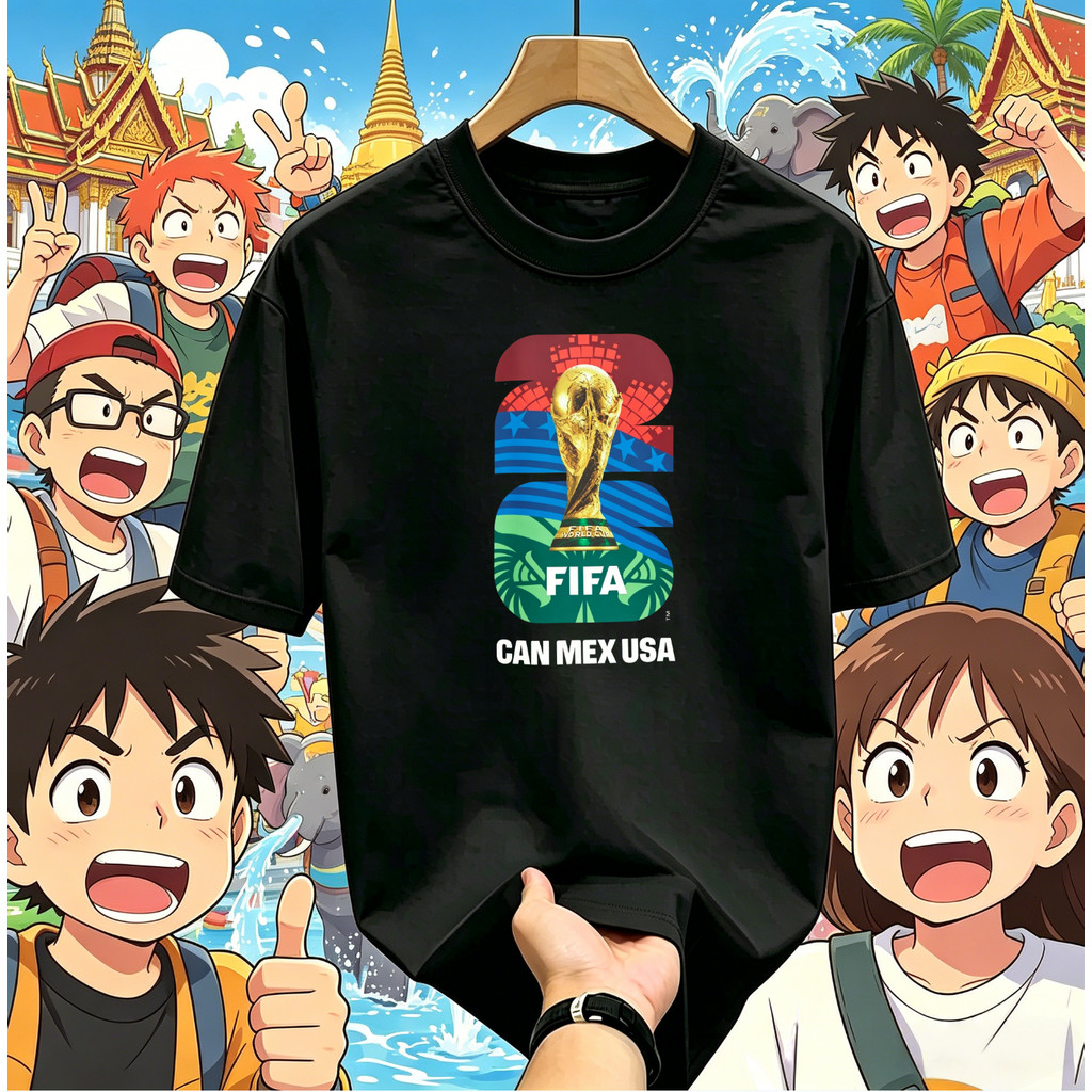 ((จัดส่ง 24 ชั่วโมง) 2026 CAN MEX USA Megamo World Cup Hercules Cup เสื้อยืดพิมพ์ลาย