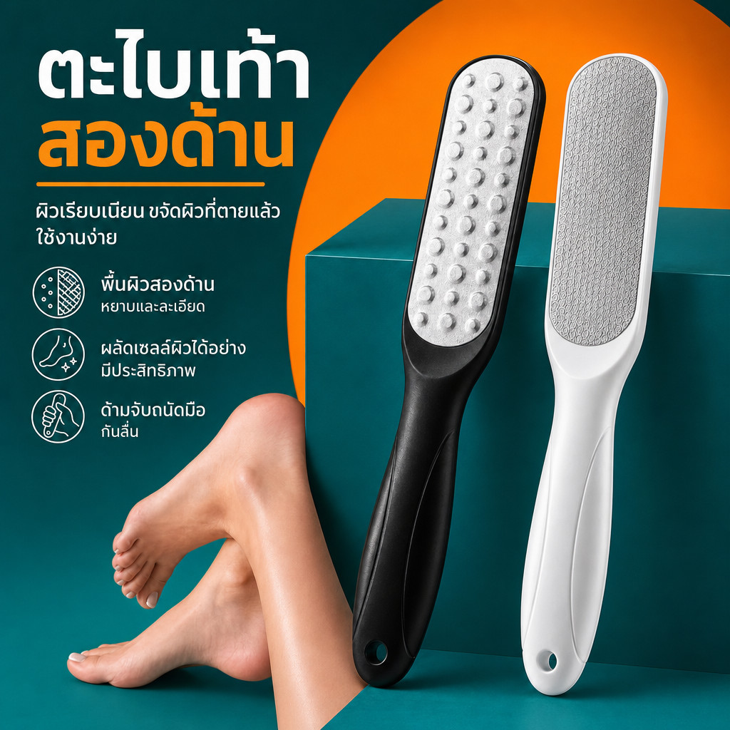 【สต็อกในไทย พร้อมส่ง】แฟ้มเท้าสองด้านมืออาชีพจับส้นขูดยากผิวที่ตายแล้วแคลลัส น้ํายาล้าง เล็บเท้าไฟล์ขูดเท้า