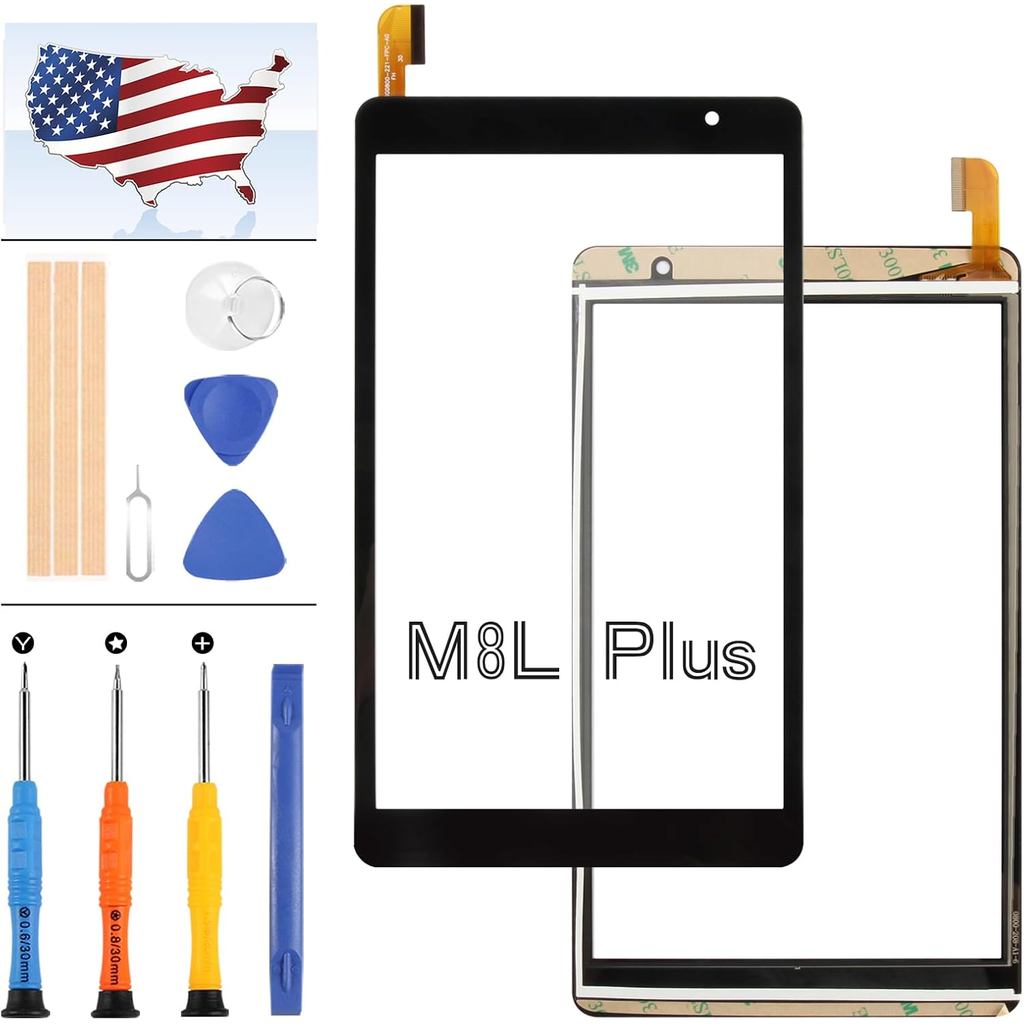 เปลี่ยนหน้าจอสําหรับ BLU M8L Plus Touch Screen Digitizer แท็บเล็ต 8.0 นิ้วพร้อมชุดซ่อมเครื่องมือ,แท็