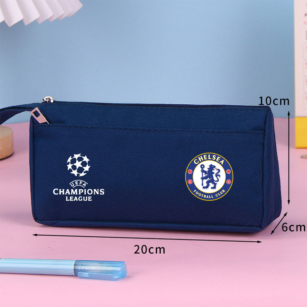 Haoyuan Chelsea กล่องดินสอนักเรียน Double-Layer ขนาดใหญ่-ความจุเครื่องเขียนกระเป๋าดินสอแฟชั่น Boy