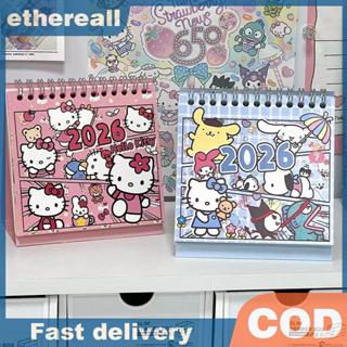 ETH 2026 Plan ปฏิทินตั้งโต๊ะการ์ตูนข้อความเครื่องประดับเดสก์…