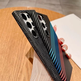 เปลือกแม่เหล็กคาร์บอนไฟเบอร์บาง S25 Ultra เข้ากันได้กับ Samsung Galaxy S22 S23 S24 S25 S26 Plus Ultra Note10 Plus 20Ultra A16 A55 A56 5G PC เปลือกแข็ง, เปลือกแม่เหล็กที่แข็งแกร่ง