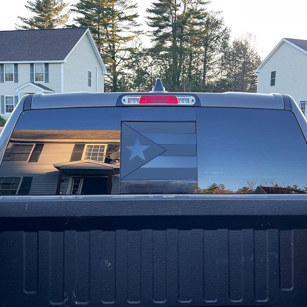 สําหรับ Toyot@ Tacoma 2005-2023 ด้านหลังกลางหน้าต่าง Puerto Rico Flag Decals, สีดําด้าน Puerto Rico 