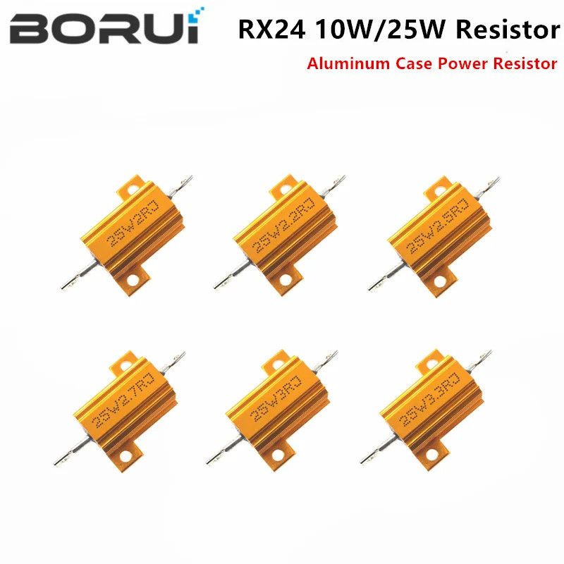 1PCS 10W 25W อลูมิเนียมโลหะกรณี Wirewound Resistor 0.01 ~ 30K 1 2 3 5 6 8 10 20 100 150 1K 10K ohm R