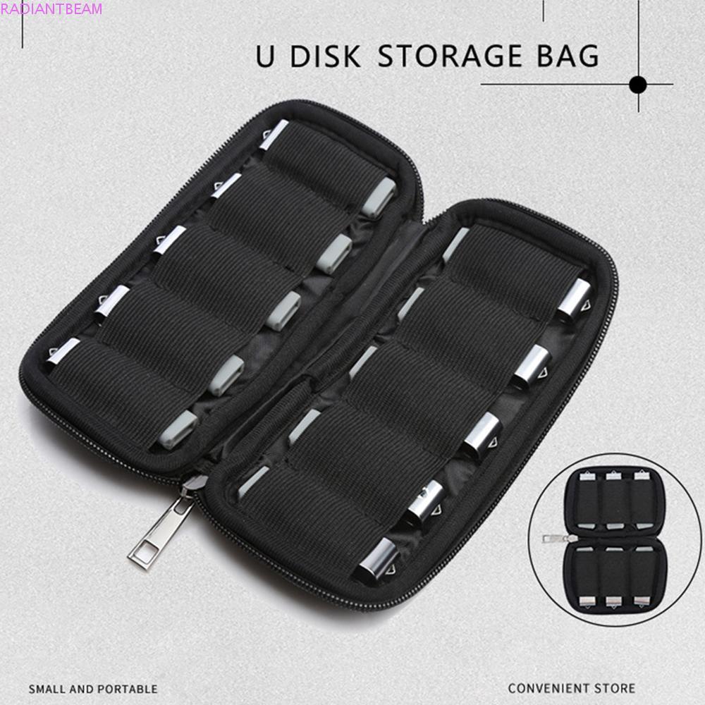 RADIANTBEAM แฟลชไดรฟ์ Organizer Travel ทนทาน U Disk Holder กันฝุ่นพร้อมซิป Neoprene U Disk Bag