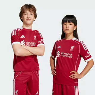 adidas ฟุตบอล เสื้อฟุตบอลชุดเหย้า Liverpool FC 25/26 เด็ก สีแดง JV6436