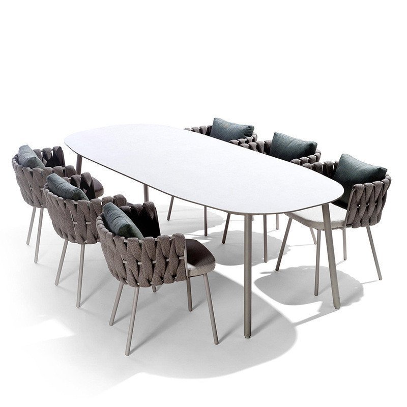 ทอเก้าอี้หวาย Terrace Leisure สวนกลางแจ้งโรงแรมโต๊ะรับประทานอาหารเก้าอี้เฟอร์นิเจอร์ Courtyard กลางแ