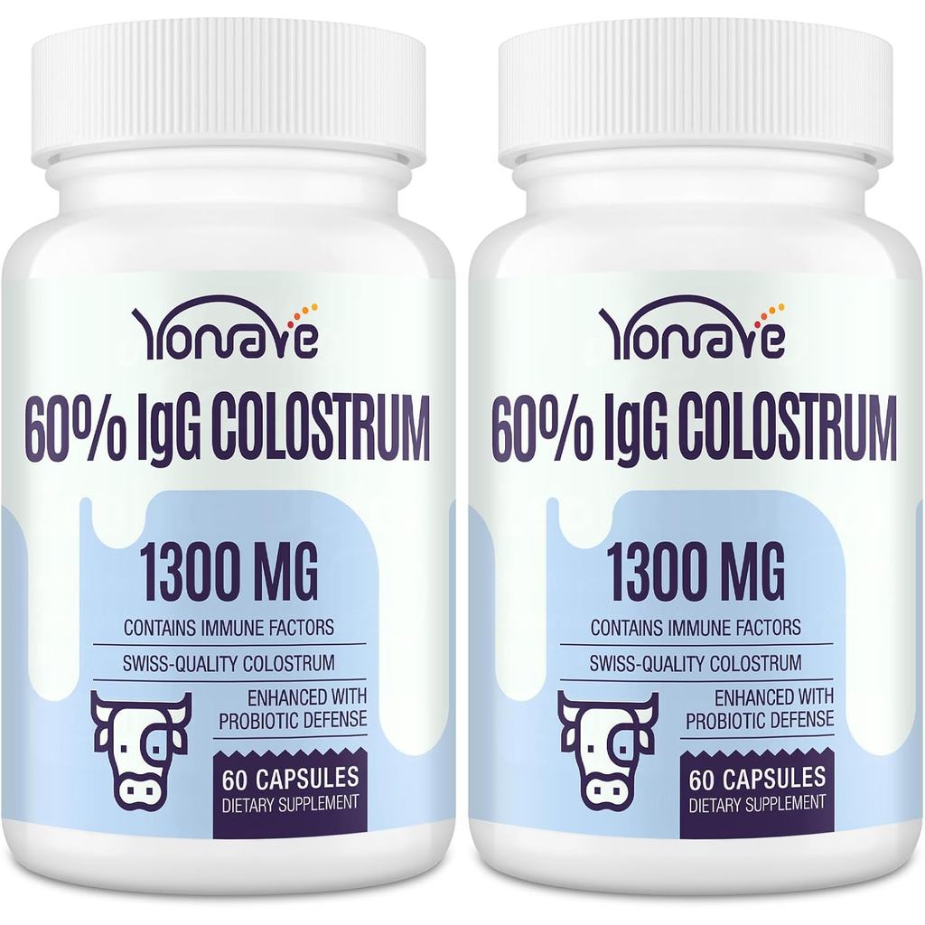 อาหารเสริมแคปซูล Bovine Colostrum 1300mg - สูงพิเศษ 60% IgG Bovine Colostrum - Gut กระดูก ออกกําลังก