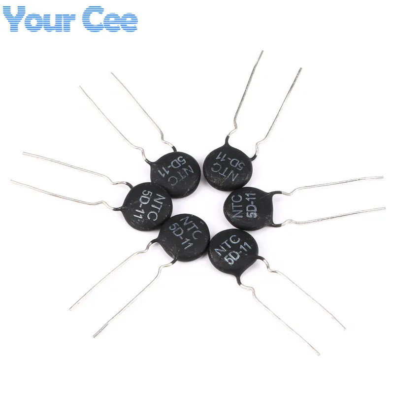 100 ชิ้น/20 ชิ้น NTC5D-11 NTC ตัวต้านทานเทอร์มิสเตอร์ NTC 5D-11 5D11 ความต้านทานความร้อน