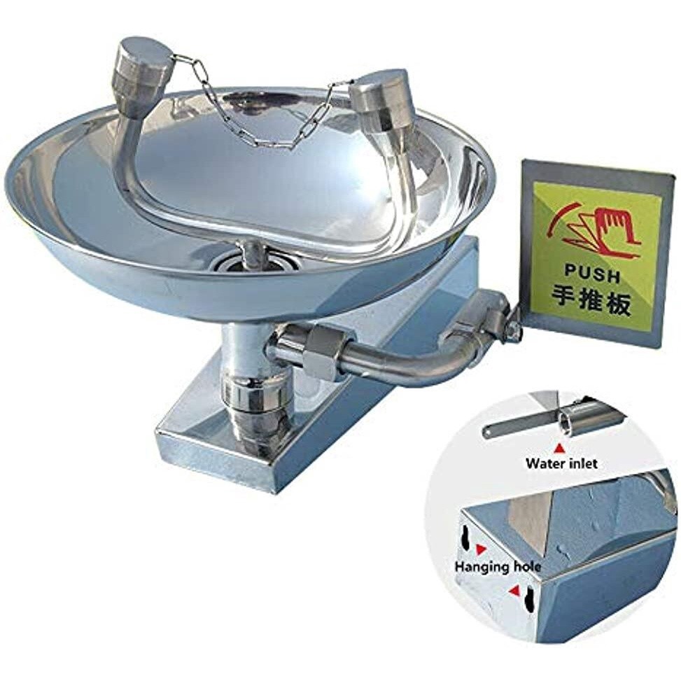 Eye Washer Emergency Eyewash Station Wall-Mounted Safety Eye Face Wash Bowl All 304 Stainless Steel 