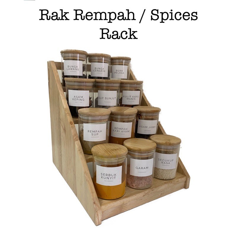 Rak Rempah Kayu Tangga Rempah Spice Rack Spice Stage Wood Rack Spice Wood Rack Spice Organizer Rak d
