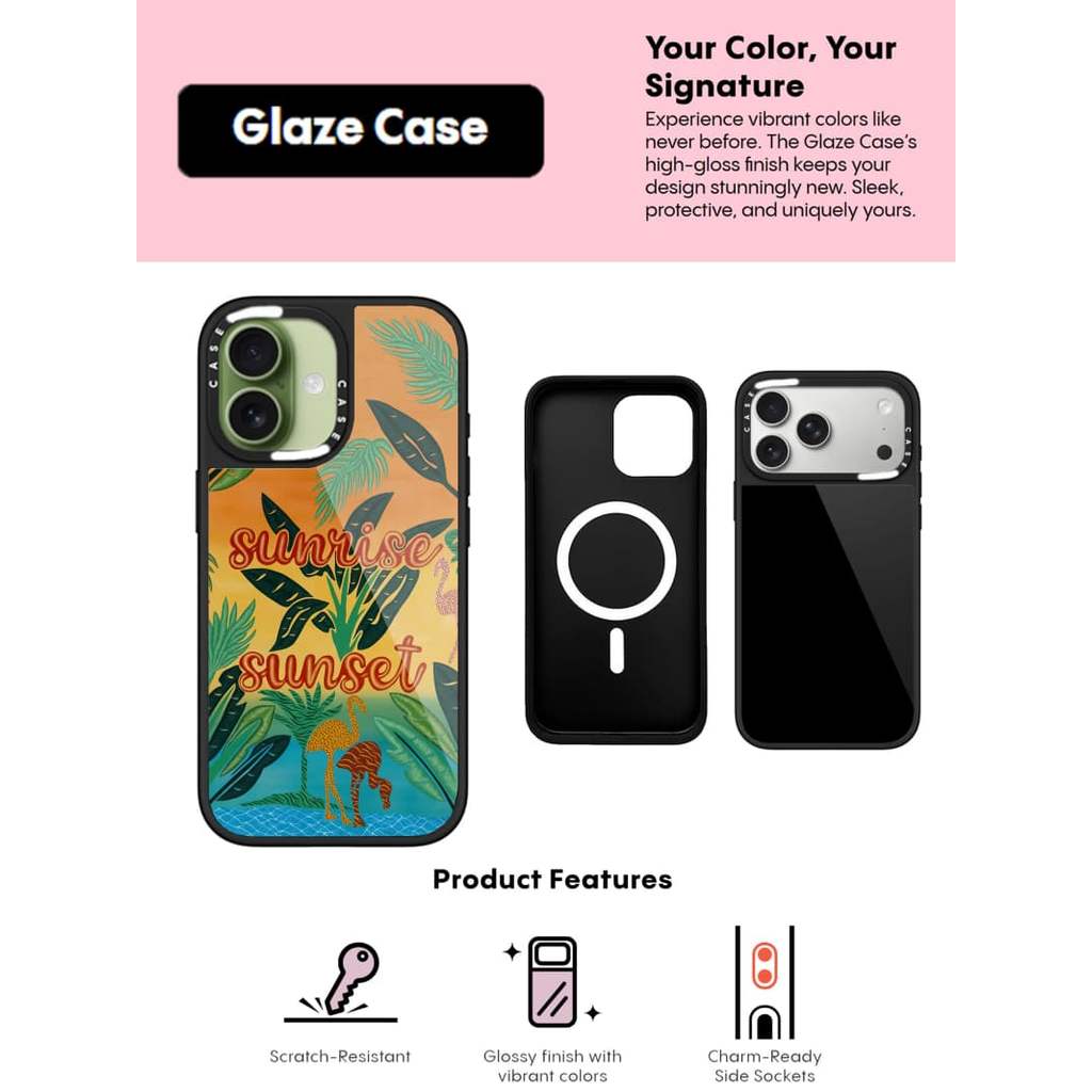 CASECASE X Sunrise Sunset กรณีป้องกันรอยขีดข่วนแม่เหล็กดูด Glaze สําหรับ IPhone 17 Air 16 15 14 Pro 