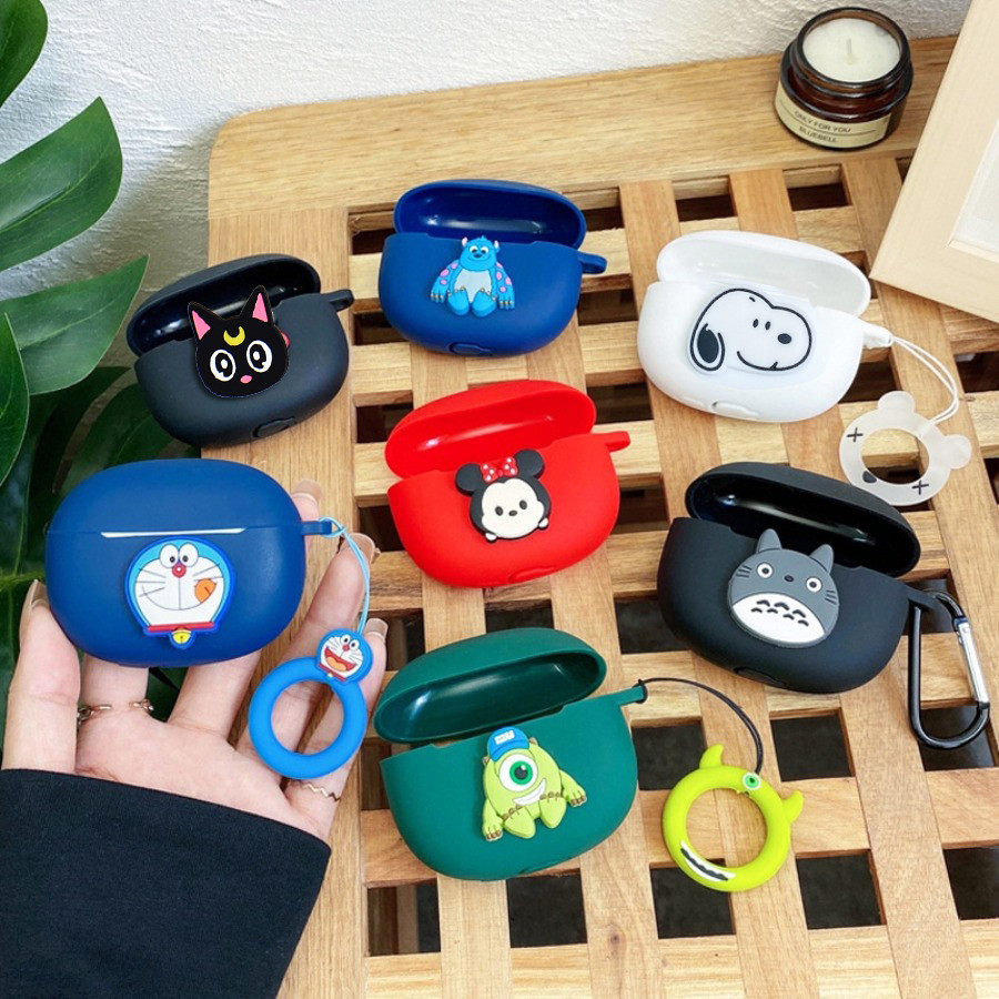 การ์ตูนตลกสําหรับ Baseus M3s/Bass BP1 Pro /MC1 Pro/Bass BS1 BS2 Lite /BP1 NC พร้อมแหวนเชือกซิลิโคนหู