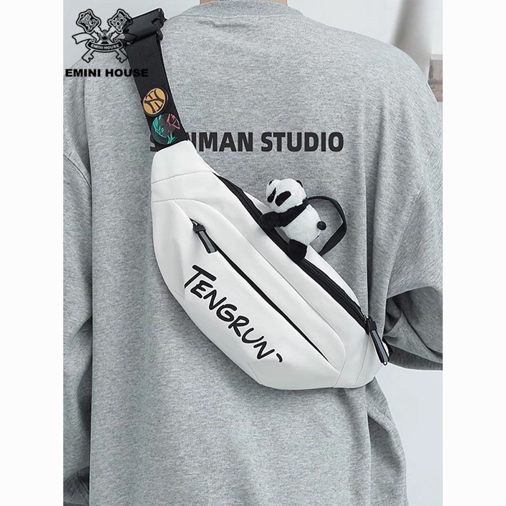 EMINI HOUSE Messenger Bag Mens Street Wear กระเป๋าคาดหน้าอกอินเทรนด์ผู้ชายกระเป๋าคาดเอวกระเป๋าสะพายก