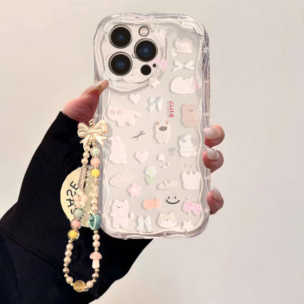 แมวน่ารักหมีสําหรับ Samsung Galaxy S23 Ultra S21 Plus S23FE S21FE S20FE F06 พร้อม Love chain แขวนสาย