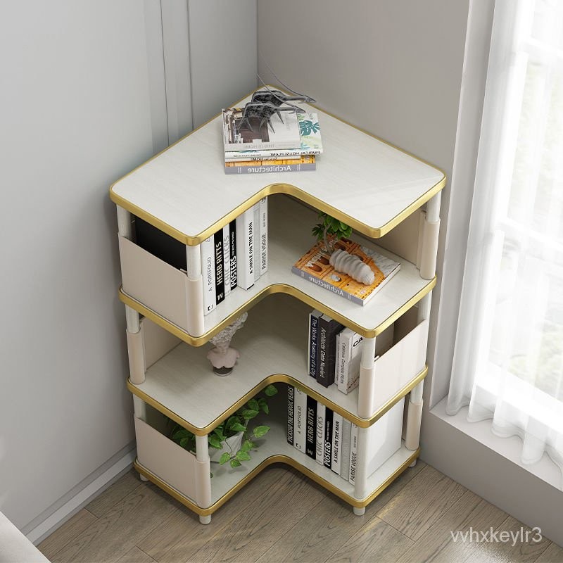 Multifunctional living room study corner storage cabinet corner bookshelf triangular floor bookcase 