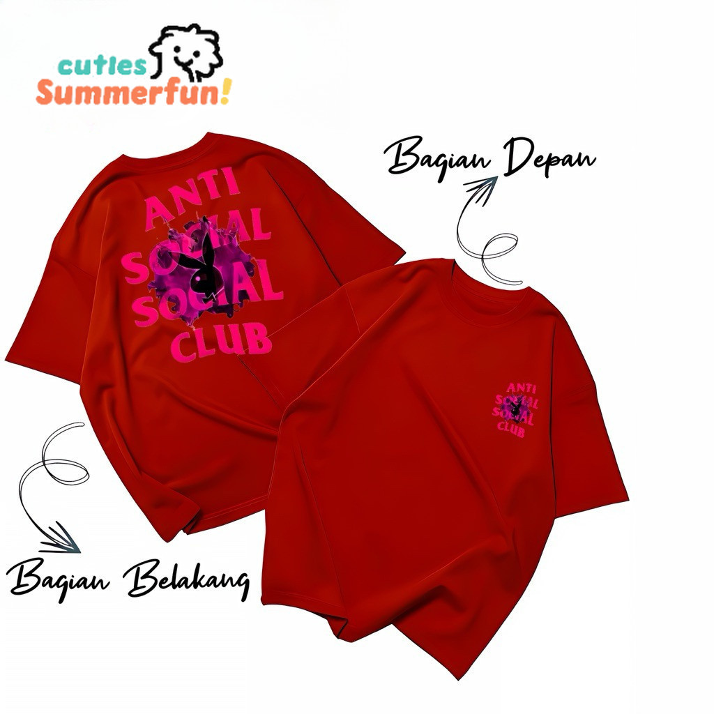 Cutesummerfun - เสื้อยืด Oversize Semi Cotton 24s Jumbo สําหรับผู้ชายและผู้หญิง - Anti Social Social