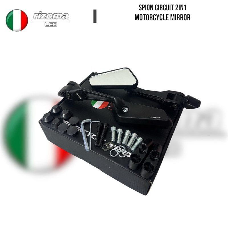 Rizo-maboy Black Series กระจกวงจรกระจกสีขาว 2in1 Universal Spoke Mirror สําหรับรถจักรยานยนต์ทุกประเภ