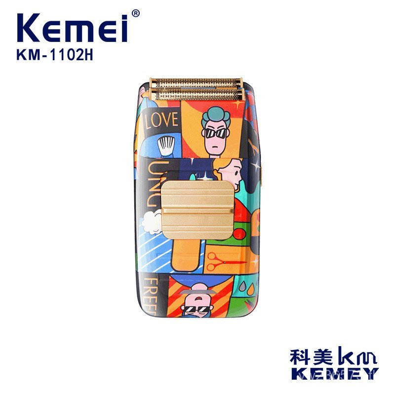 มีดโกน KM-1102H มีดโกนไฟฟ้าที่ไม่ซ้ํากันใบมีดคู่ผู้ชาย Graffiti Kemei ลูกสูบเครามีด XYOR