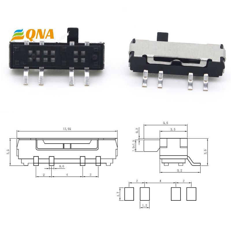 [QNA] 10 ชิ้น 4 ขา Mini Slide Switch On-OFF 3Position Micro Slide Toggle Switch สวิตช์สไลด์แนวนอนขนา