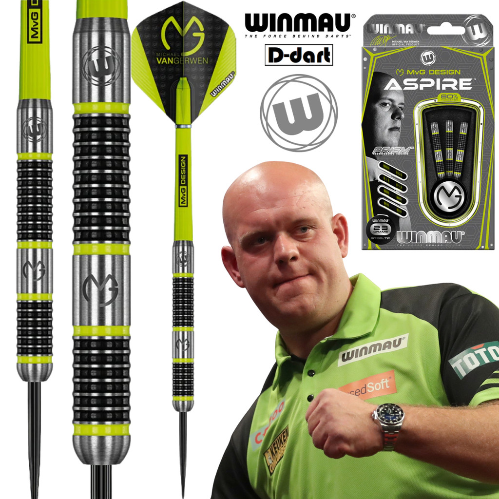 WINSMAU STEEL TIP DARTS - 23G ASPIRE (MVG) 80% TUNGSTEN DART SET STEEL DARTS