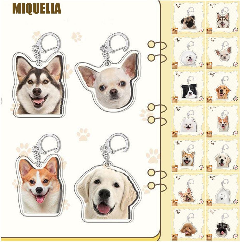 MIQUELIA Border Collie Dog Keychain, Samoyed Poodle Labrador Puppy Pendant, การ์ตูน Husky Pug น่ารัก