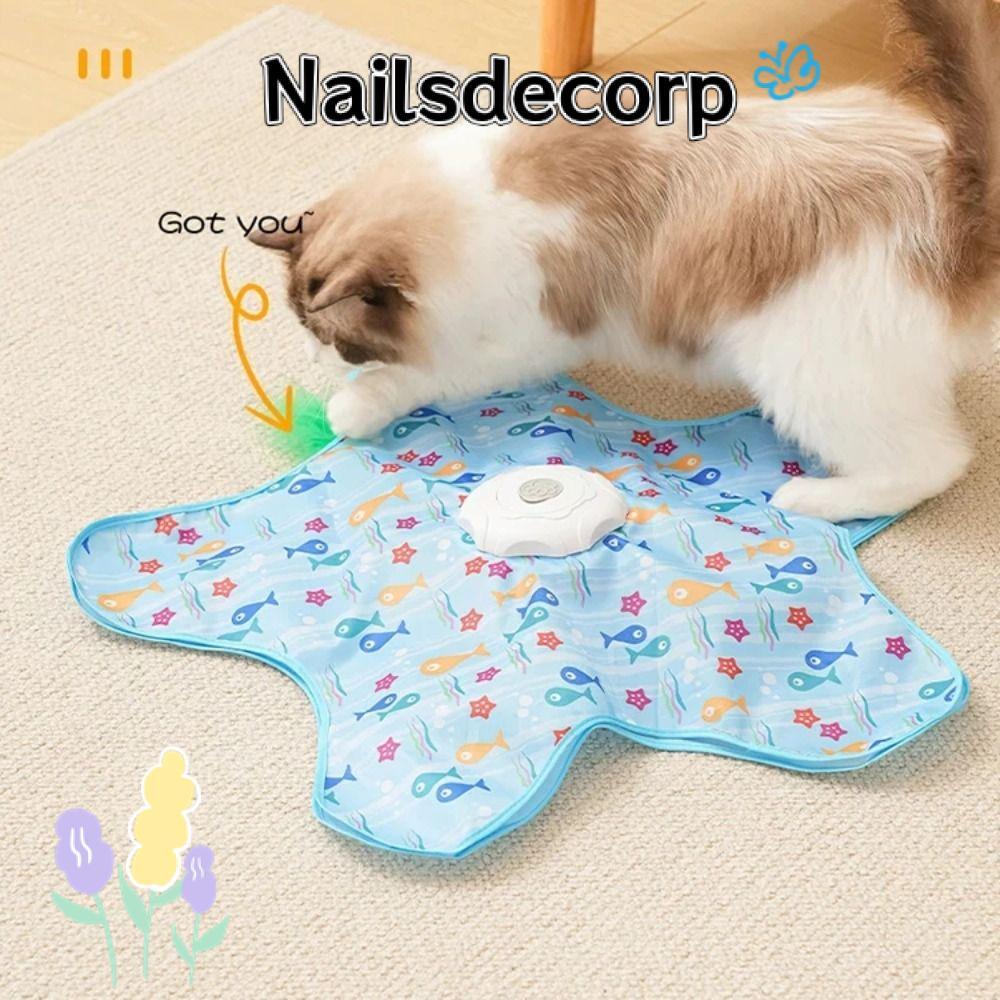 NAILS ของเล่นแมวแบบโต้ตอบ, พร้อมเมาส์ Squeaky Bite Resistance Cat Toy Cover, Interactive ซ่อนและค้นหาบรรเทาความเบื่อหน่ายปลาดาวสัตว์เลี้ยง Self-entertainment ของเล่น