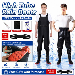 Waterproof PVC Rubber Wading Pants High Tube Rain Boots Outdoor Fishing Non Slip Work Pants