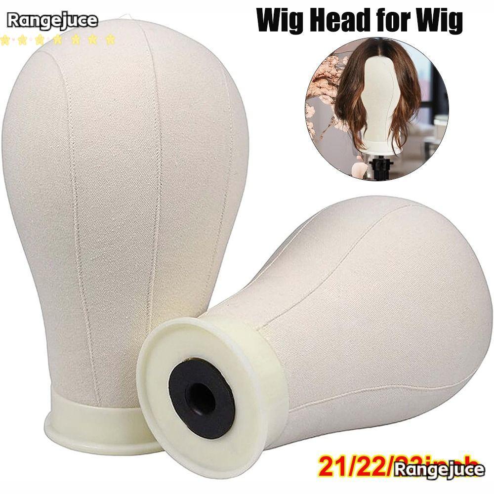 RANGEJUCE หัวหุ่นผ้าใบ, 21 22 23 นิ้วพร้อมวิกผมหุ่นฝึกรู Mount, วิกผมหัว Manikin น้ําหนักเบา