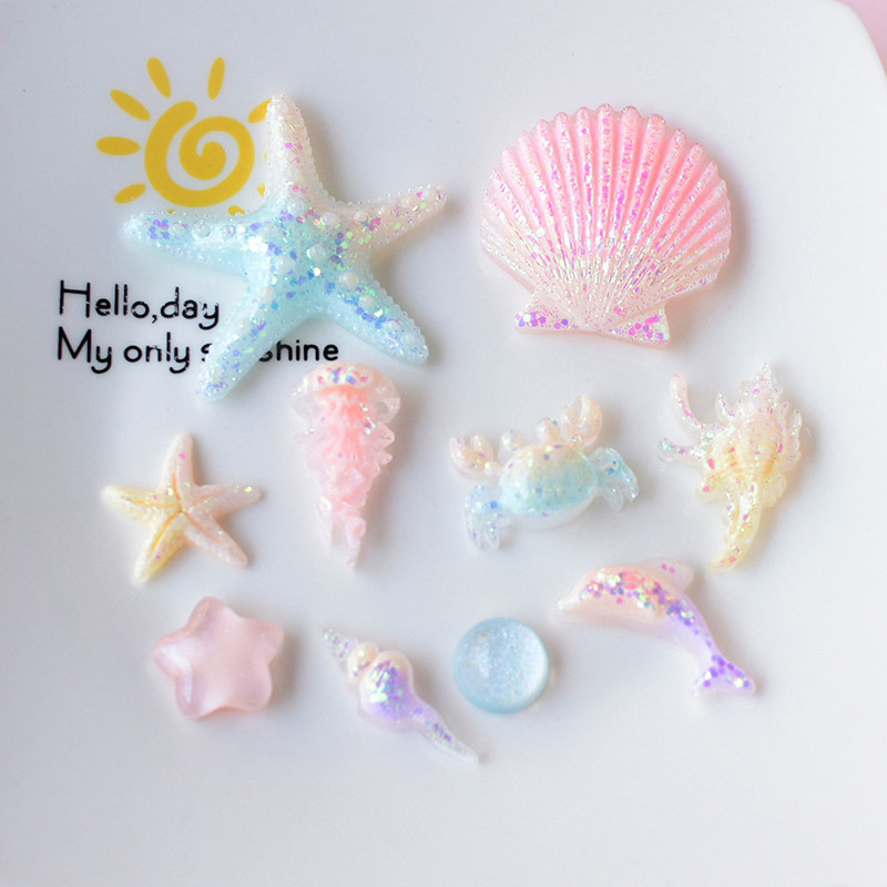 Ocean Breeze Luminous Starfish Seashell Conch Set - INS Clog Shoe Charm Pins