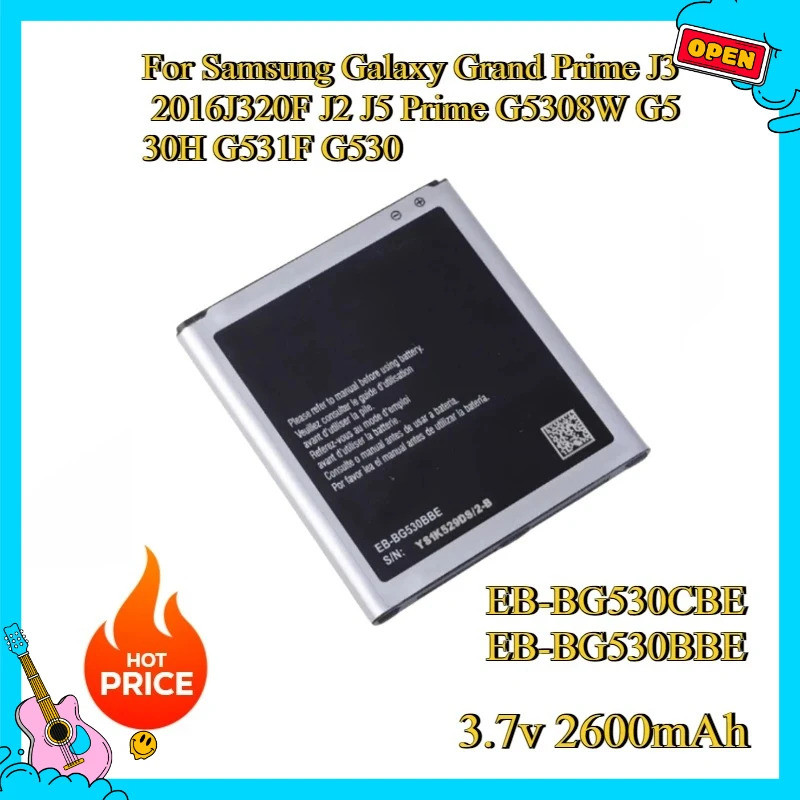 แบตเตอรี่ใหม่ 3.7 V 2600mAh EB-BG530CBE EB-BG530BBE สําหรับ Samsung Galaxy Grand Prime J3 2016J320F 