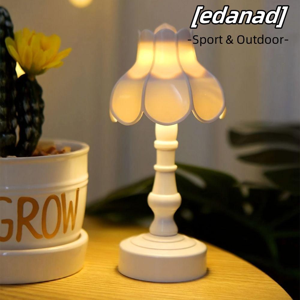 EDANAD Mini Night Light, Vintage Lotus Geometric Design Flower Bud LED โคมไฟตั้งโต๊ะ, ตกแต่งโมเดิร์น Dollhouse Miniature Simple โคมไฟข้างเตียงโต๊ะ