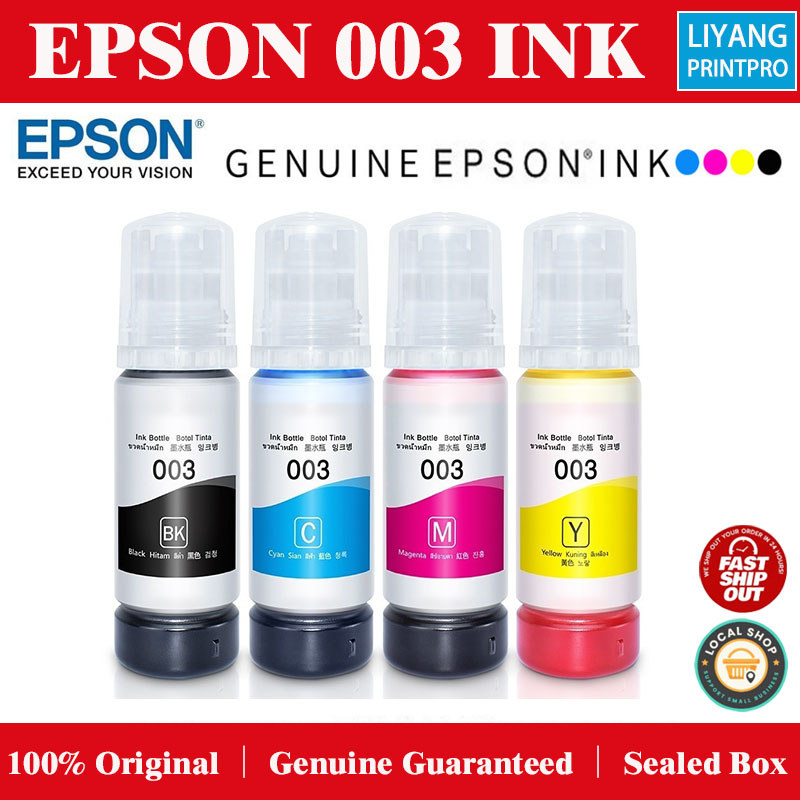 100% Original Epson 003 หมึกเติมทํางาน L3210 L3110 L3150 L1110 L1210 L3250 L5290 L3550 L3216