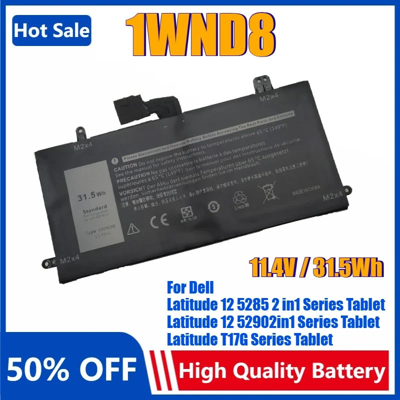 New11.4V 31.5Wh 1WND8 แบตเตอรี่แล็ปท็อปสําหรับ Dell Latitude 12 5285 5290 2-IN-1 T17G JOPGR 0J0PGR J