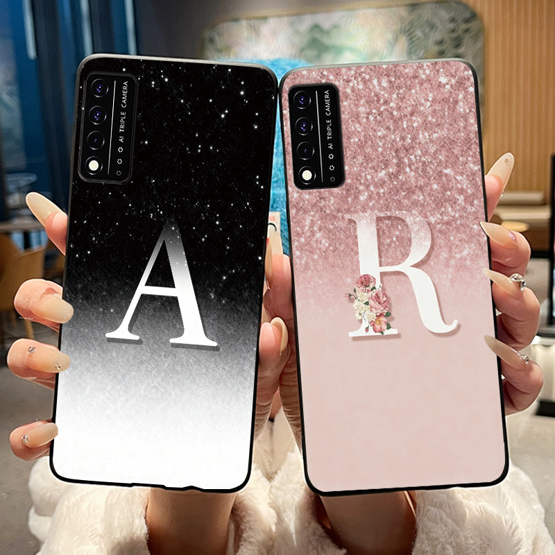 คู่สีดําเคสโทรศัพท์สําหรับ TCL T-Mobile REVVL 6 Pro 5G/T-Mobile T โทรศัพท์ Pro 5G คริสตัลตัวอักษรดอก